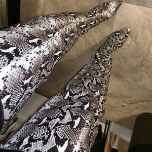 Snakeskin thigh high boots